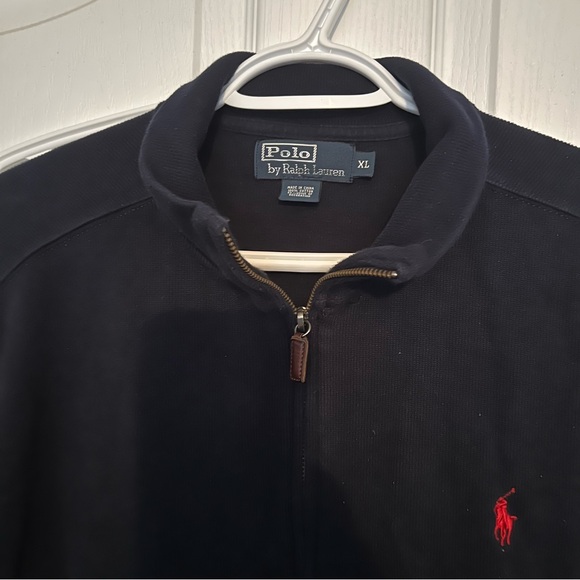 POLO RALPH LAUREN FULL ZIPPER SWEATER 100% cotton cardigan jacket navy size XL - Picture 5 of 12